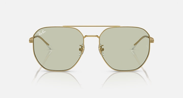Gold aviator sunglasses with light green tinted lenses and thin metal frame