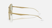 Gold aviator sunglasses side profile with light green lenses and slim metal arms