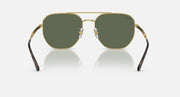 Gold aviator sunglasses with dark green tinted lenses and classic metal nose bridge