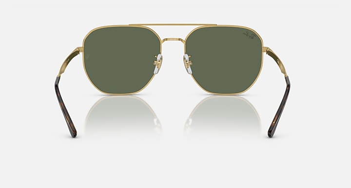 Gold aviator sunglasses with dark green tinted lenses and classic metal nose bridge
