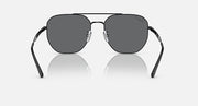 Ray-Ban aviator sunglasses, dark grey lenses with black frame and nose bridge