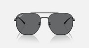 Ray-Ban aviator sunglasses, dark grey lenses, black full-rim frame