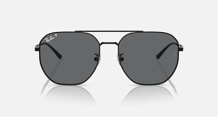 Ray-Ban aviator sunglasses, dark grey lenses, black full-rim frame
