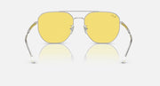 Ray-Ban aviator sunglasses with yellow mirrored lenses and silver-tone frame, front view