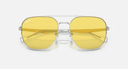 Ray-Ban aviator sunglasses with yellow mirrored lenses and gold-tone frame, front view