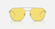 Ray-Ban aviator sunglasses with yellow mirrored lenses and silver-tone frame, front view
