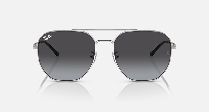 Ray-Ban aviator sunglasses with silver frame and dark grey lenses