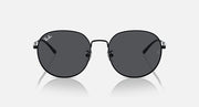 Round black sunglasses with dark gray lenses, front view