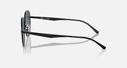Black round sunglasses, side view with slim frame and angled temples