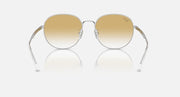Round metal sunglasses with silver frame and tan gradient lenses, front view