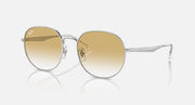 Round metal sunglasses with light gold frame and tan gradient lenses, front view