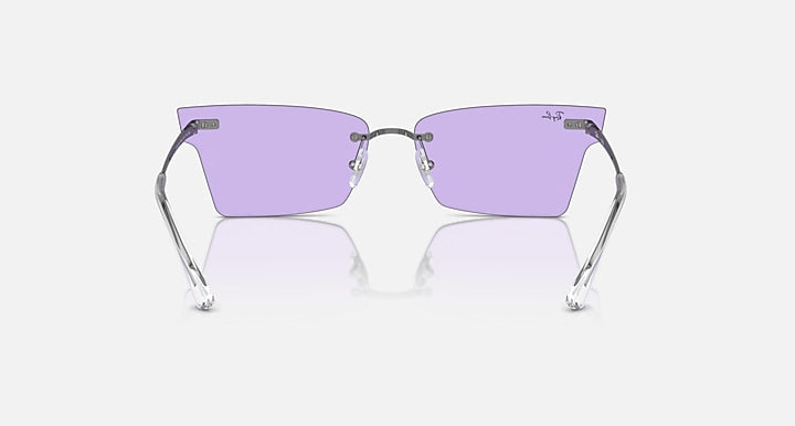 Ray-Ban Xime RB3730 rectangular sunglasses with violet lenses and gunmetal hinges