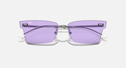 Ray-Ban Xime RB3730 sunglasses angled front view with violet lenses and gunmetal frame