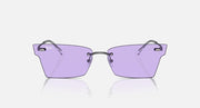 Ray-Ban Xime RB3730 rectangular sunglasses, violet lens tint, gunmetal frame front view