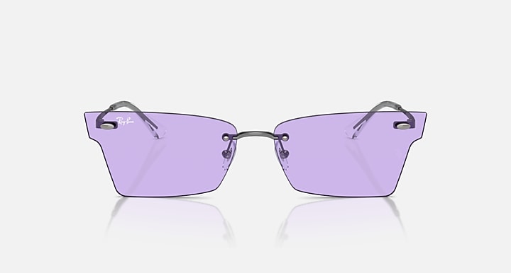 Ray-Ban Xime RB3730 rectangular sunglasses, violet lens tint, gunmetal frame front view