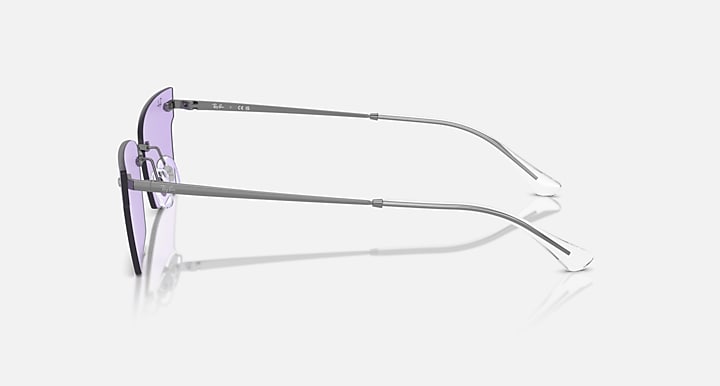Ray-Ban Xime RB3730 sunglasses side profile with violet lenses and gunmetal frame