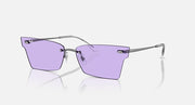 Ray-Ban Xime RB3730 rectangular sunglasses with violet lenses and gunmetal frame