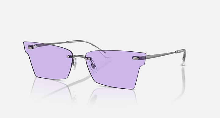 Ray-Ban Xime RB3730 rectangular sunglasses with violet lenses and gunmetal frame