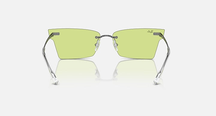 Ray-Ban Xime RB3730 rectangular sunglasses with green lenses and gunmetal hinges