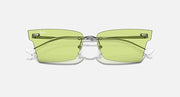 Ray-Ban Xime RB3730 sunglasses angled front view with green lenses and gunmetal frame