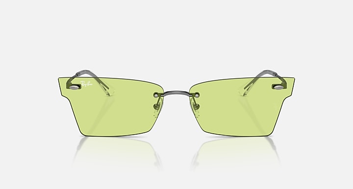 Ray-Ban Xime RB3730 rectangular sunglasses, green lens tint, gunmetal frame front view