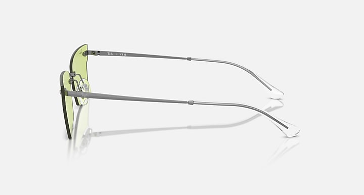 Ray-Ban Xime RB3730 sunglasses side profile with green lenses and gunmetal frame