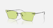 Ray-Ban Xime RB3730 rectangular sunglasses with green lenses and gunmetal frame