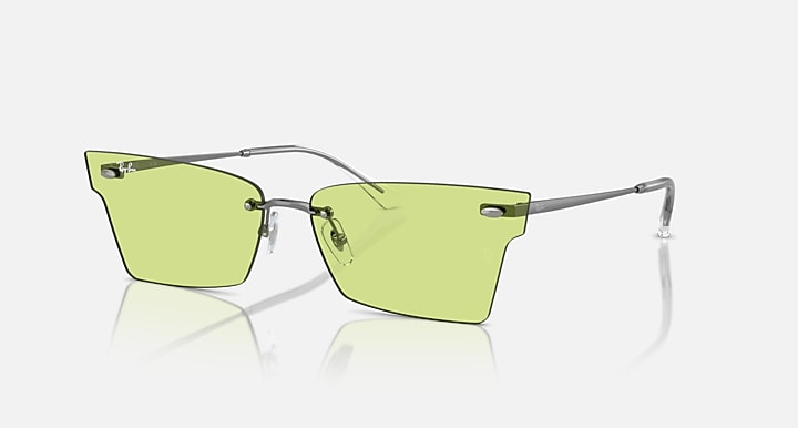 Ray-Ban Xime RB3730 rectangular sunglasses with green lenses and gunmetal frame