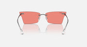 Ray-Ban Xime RB3730 sunglasses front view, gunmetal frame, coral-pink lenses