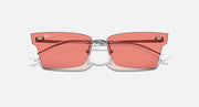 Ray-Ban Xime RB3730 sunglasses, gunmetal frame with coral-pink lenses and clear tips