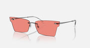 Ray-Ban Xime RB3730 sunglasses, gunmetal frame with coral-pink tinted lenses