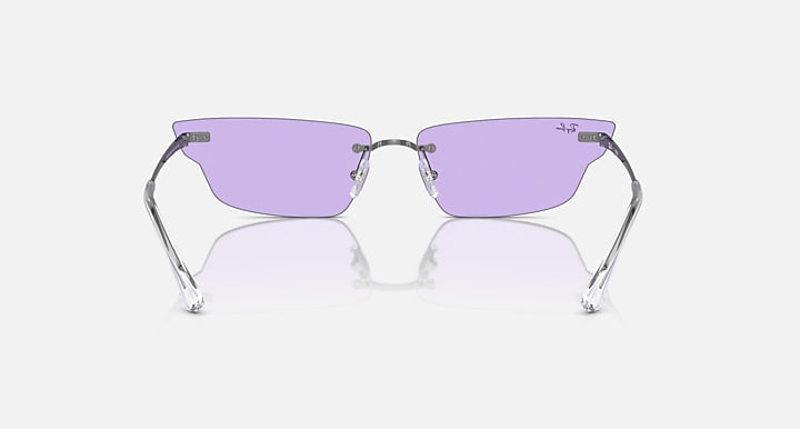 Ray-Ban sunglasses with purple gradient lenses and metal frame, front close-up