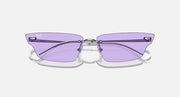 Ray-Ban sunglasses with purple gradient lenses and metal frame, straight-on view