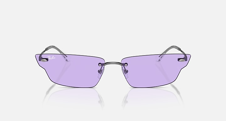 Ray-Ban sunglasses with purple gradient lenses and metal frame, front view
