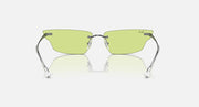 Ray-Ban sunglasses with green gradient lenses and metal frame, front close-up
