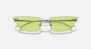 Ray-Ban sunglasses with green gradient lenses and metal frame, straight-on view