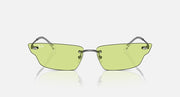 Ray-Ban sunglasses with green gradient lenses and metal frame, front view