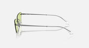 Ray-Ban sunglasses with green lenses and metal frame, left side profile