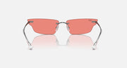 Ray-Ban coral pink sunglasses with orange gradient lenses and clear hinge details
