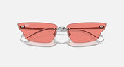 Ray-Ban coral pink sunglasses with red-orange lenses and metal bridge
