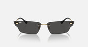Ray-Ban black sunglasses with matte dark lenses and gold bridge details