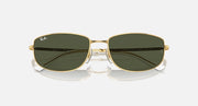 Gold-tone sunglasses with dark green mirrored lenses and rectangular frames