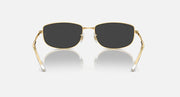 Gold-tone rectangular sunglasses with dark (black) lenses and reflective finish