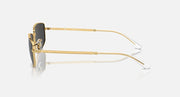 Gold-tone sunglasses side view with dark (black) lenses and clear temple tips