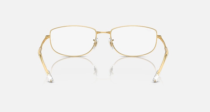 Gold metal frame sunglasses with clear lenses, front view