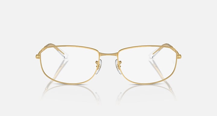 Gold metal frame sunglasses with clear lenses, front view