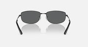 Black sunglasses with dark lenses and narrow rectangular frames, front view