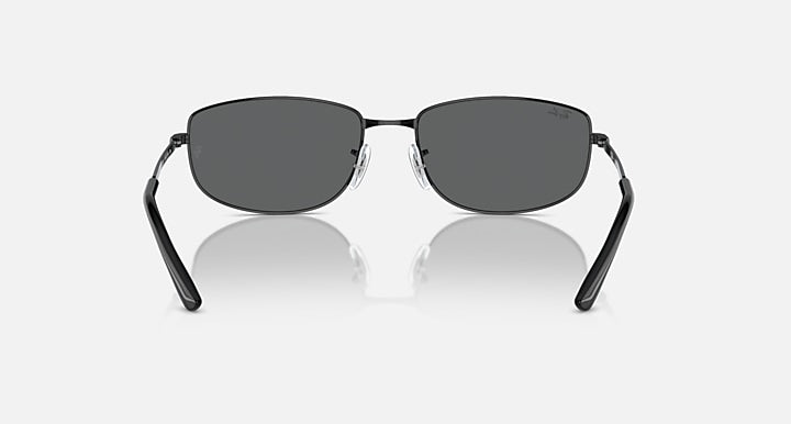 Black sunglasses with dark lenses and narrow rectangular frames, front view