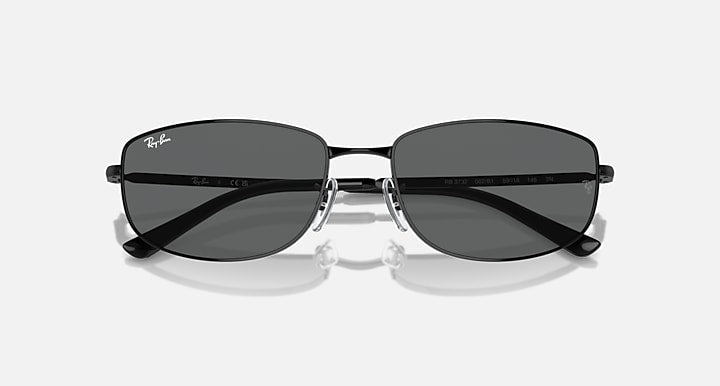 Black metal sunglasses with dark lenses and low-profile front view