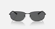 Black sunglasses with dark lenses and curved browline, front view